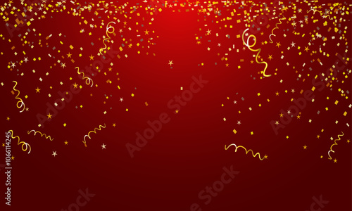 Realistic golden confetti background. Luxury background with confetti falling down
