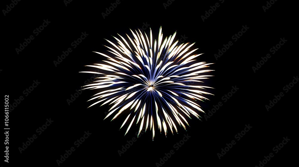 White and Blue Fireworks Display Against a Black Background. White and Blue Fireworks Display Against a Black Background.