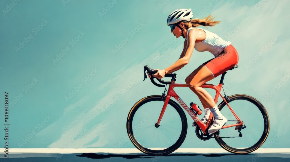 Fototapeta premium Cycling workouts offering cardiovascular benefits and improving overall fitness. Illustrations