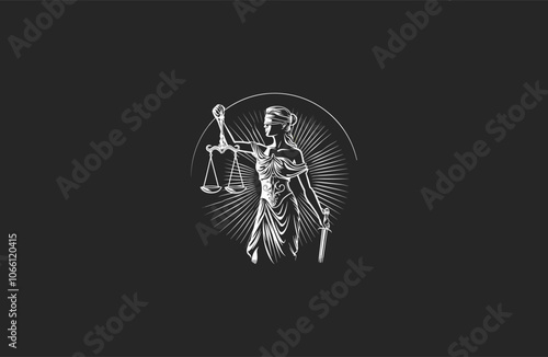 The goddess of Justice lady justice hand drawn design vintage vector