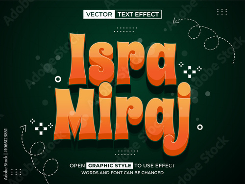 isra miraj editable text, font effect, 3d text for title