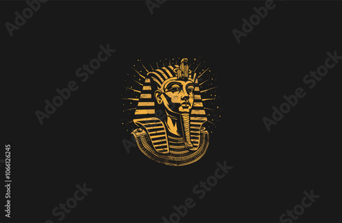 Ancient egyptian pharaoh engraving vintage design vector illustration