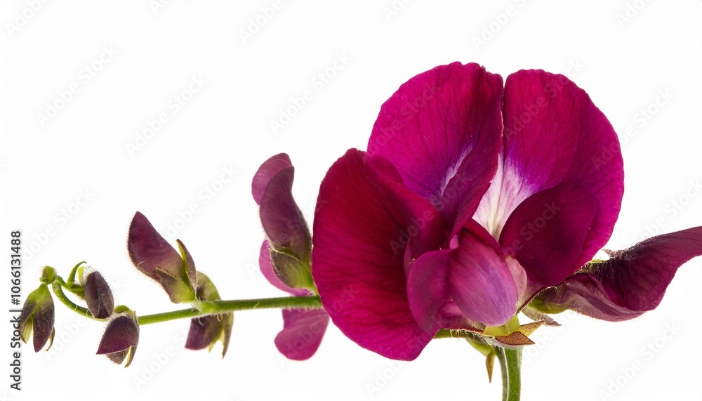 Fototapeta premium Sweet Pea maroon on white background isolated. Beautiful flower.
