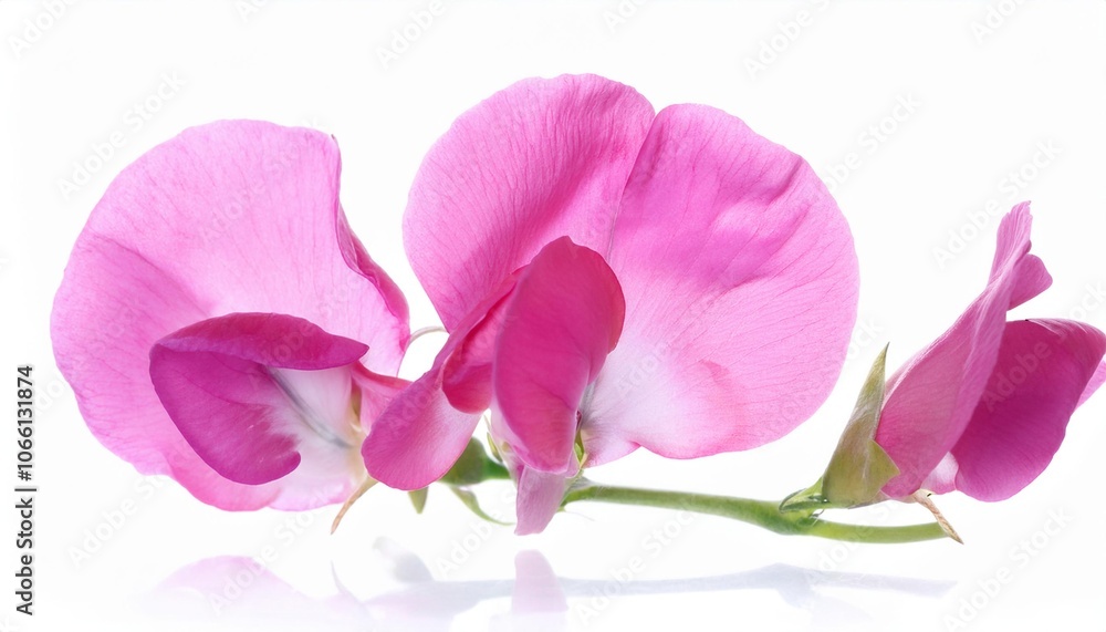 Fototapeta premium Sweet Pea pink on white background isolated. Beautiful flower.