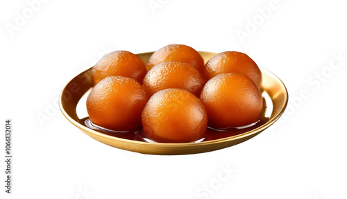 Traditional Indian Gulab Jamun in Syrup on Transparent Background png