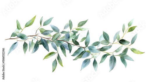un fondo liso blanco con diseño de ramas verdes elegantes y ornamentales decorativas con detalles 