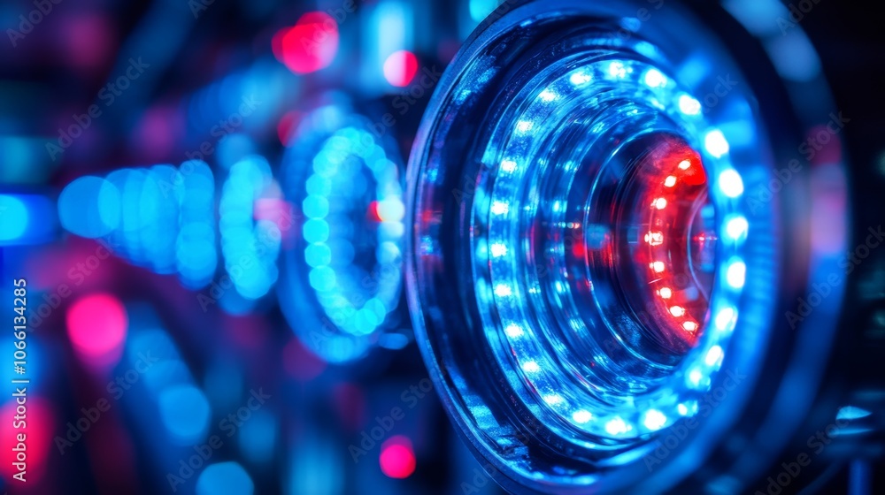 Abstract Blue and Red LED Lights Technology Background Abstract Blue and Red LED Lights Technology Background