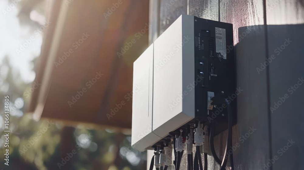A Close-up of a Solar Inverter Mounted on a Wall A Close-up of a Solar Inverter Mounted on a Wall