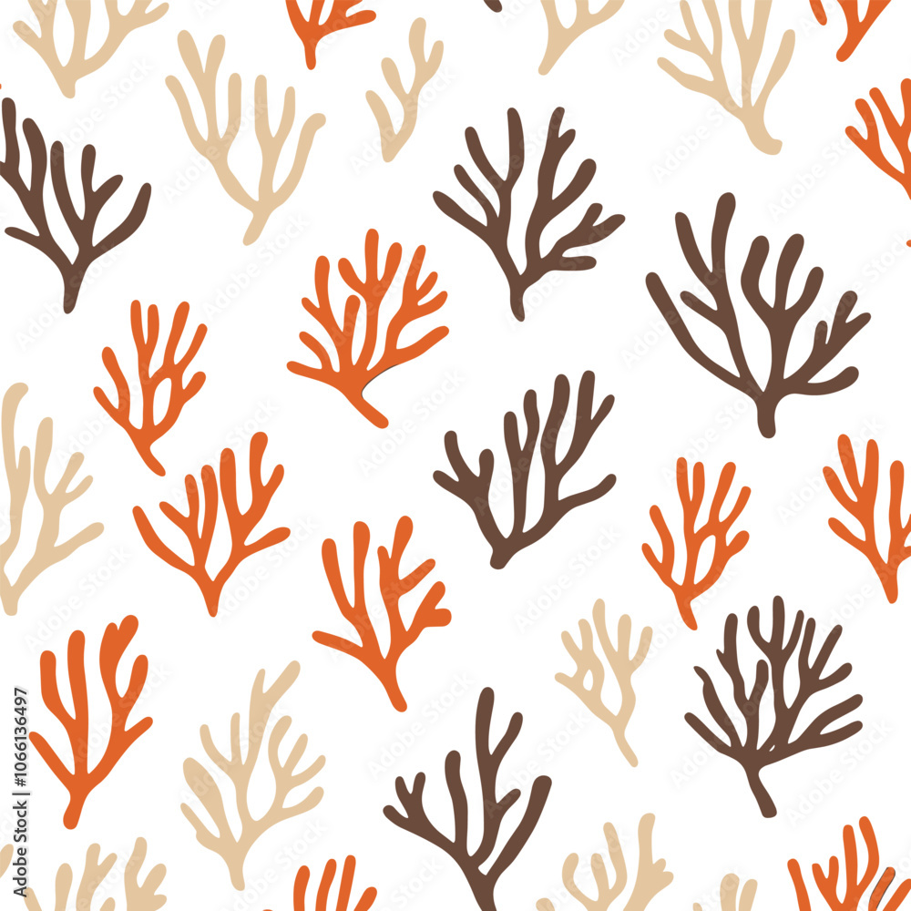 Fototapeta premium Hand-Drawn Coral Pattern in Warm Earthy Tones
