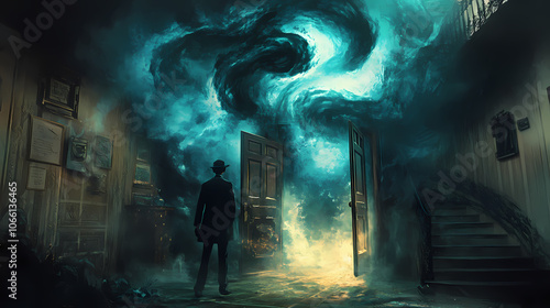 Mr. sandman enters your dream. Dreamscape. Illustration