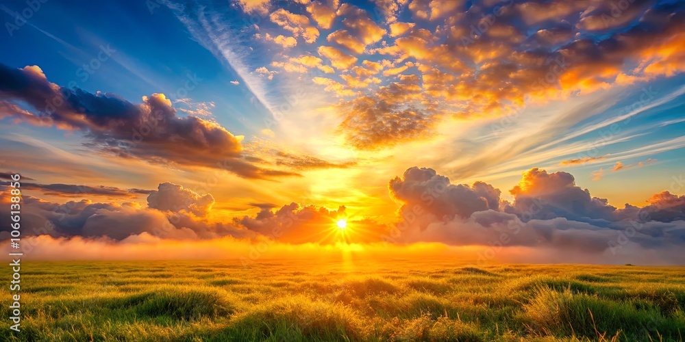 A Sun-Kissed Meadow Glowing With Golden Light, Bathed in Warmth and Serenity, Underneath a Sky Painted with Dramatic Hues and Swirling Clouds A Sun-Kissed Meadow Glowing With Golden Light, Bathed in Warmth and Serenity, Underneath a Sky Painted with Dramatic Hues and Swirling Clouds