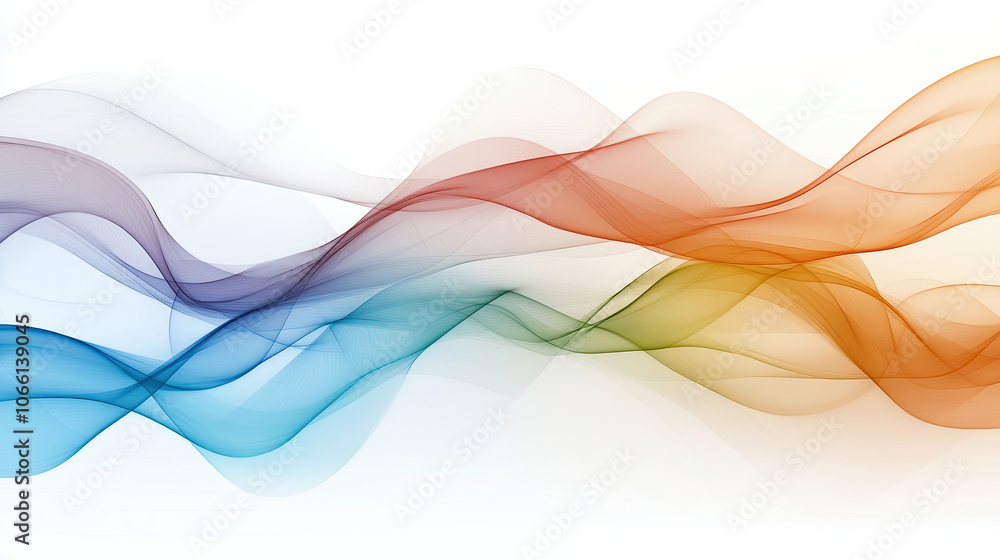 Obraz premium Elegant digital abstract background depicting flowing waves in vibrant colors. smooth transitions between blue, green, orange, and red create dynamic visual experience