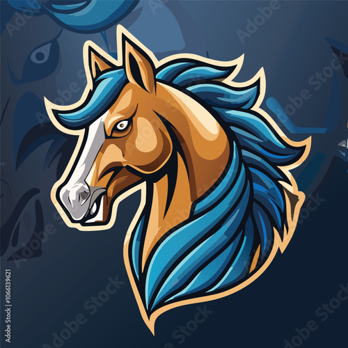 Illustration of a strong and gallant horse head