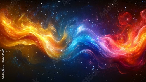 Vibrant Colorful Fire Nebula in Space