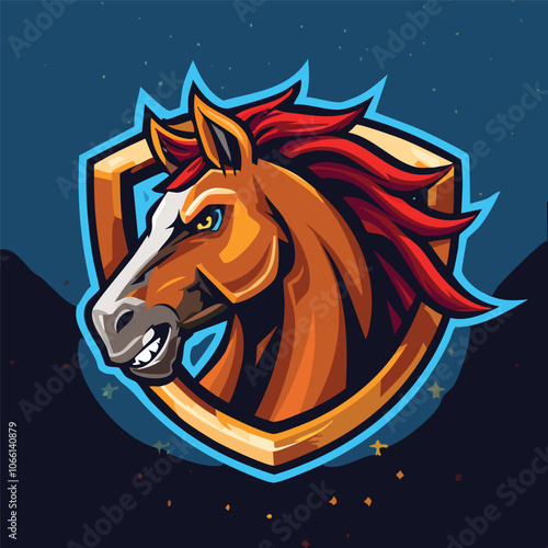 Illustration of a strong and gallant horse head