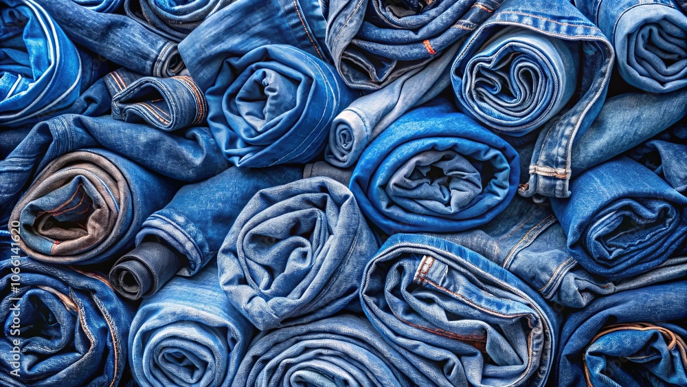 A tightly woven tapestry of indigo hues, each roll of denim a distinct story of wear and tear, whispering of countless adventures and faded memories. A tightly woven tapestry of indigo hues, each roll of denim a distinct story of wear and tear, whispering of countless adventures and faded memories.