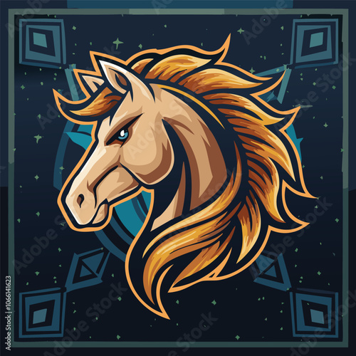 Illustration of a strong and gallant horse head