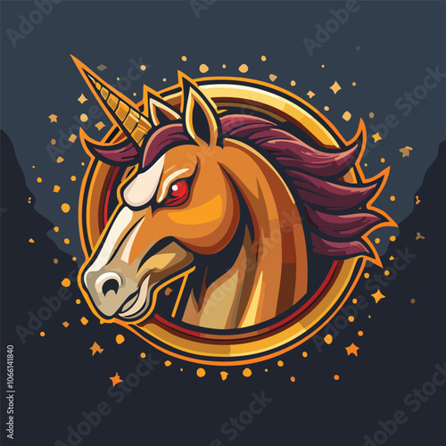 Illustration of a strong and gallant horse head