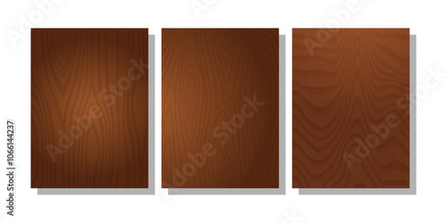 Set of wooden textures. Eco concept background with wood annual rings texture. Banner with tree ring pattern. Stamp of tree trunk in section. Templates with wooden concentric circles. Walnut wood 4