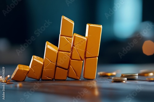 A simple illustration of a decreasing bar graph, symbolizing the concept of deleveraging, with clean lines and a white background