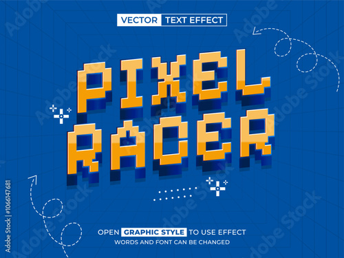 pixel racer editable text, font effect, 3d text for title photo