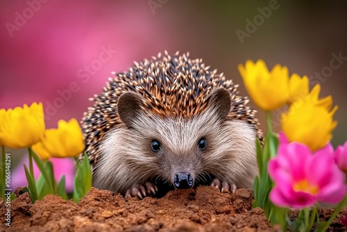 Close-up of a hedgehog in a rural garden, representing diverse wildlife coexisting within rural environments