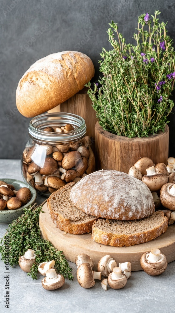 A slice of bread is beautifully adorned with lonely magnesium meat and basil, elegantly captured in natural sunlight on wood A slice of bread is beautifully adorned with lonely magnesium meat and basil, elegantly captured in natural sunlight on wood
