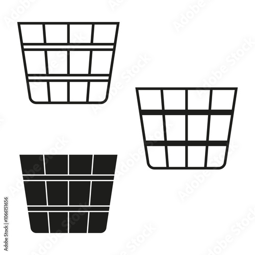 Basket icon. Simple vector outline. Storage container symbol. Black and white design.