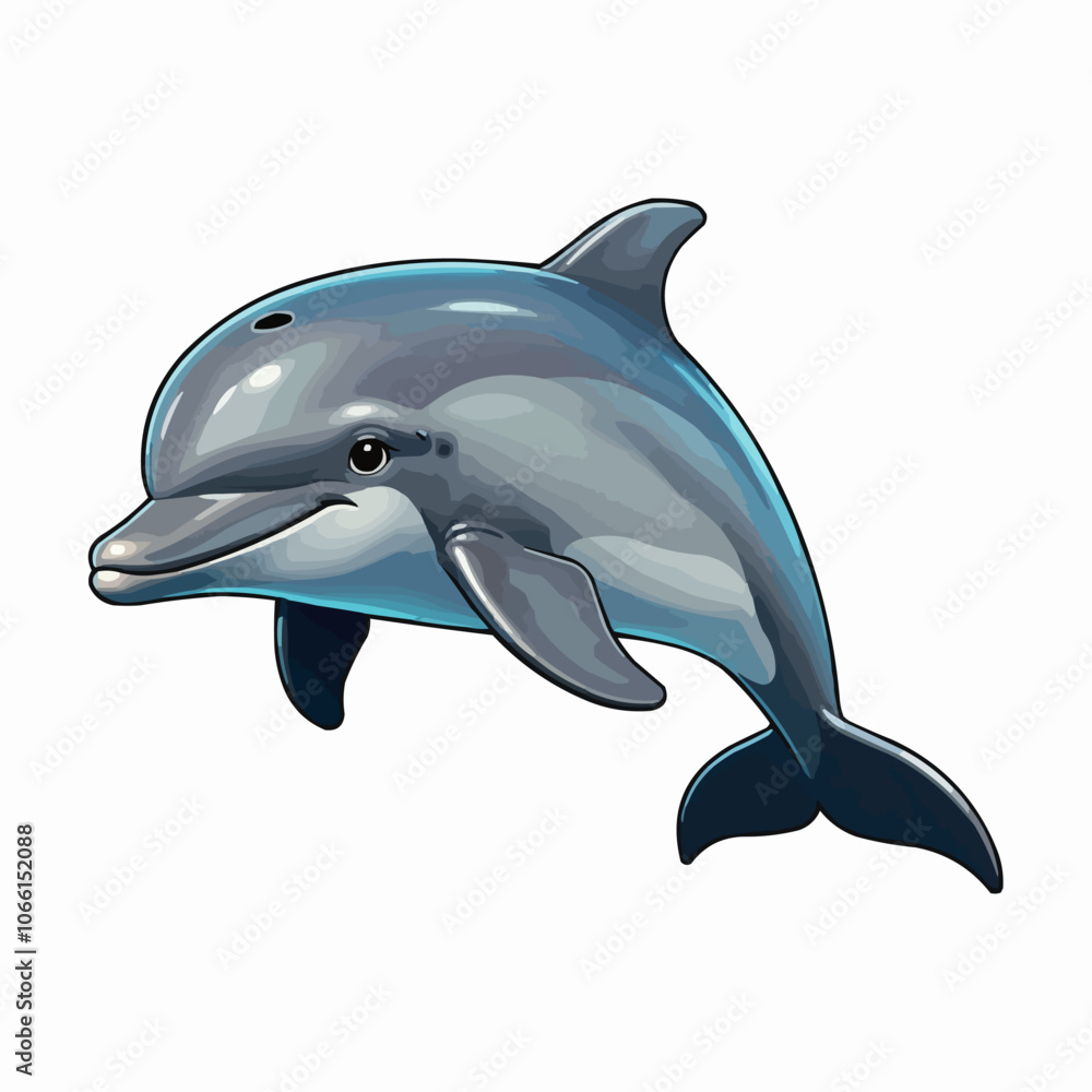 Obraz premium Vector clip art illustration dolphin. Cartoon dolphin on light background.