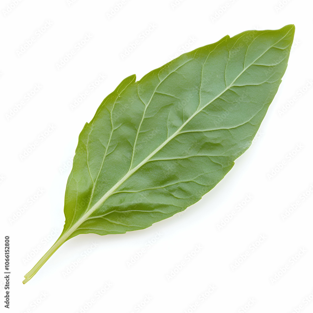 Single Basil Leaf on White Background, green, herb, fresh, ingredient, cooking Single Basil Leaf on White Background, green, herb, fresh, ingredient, cooking