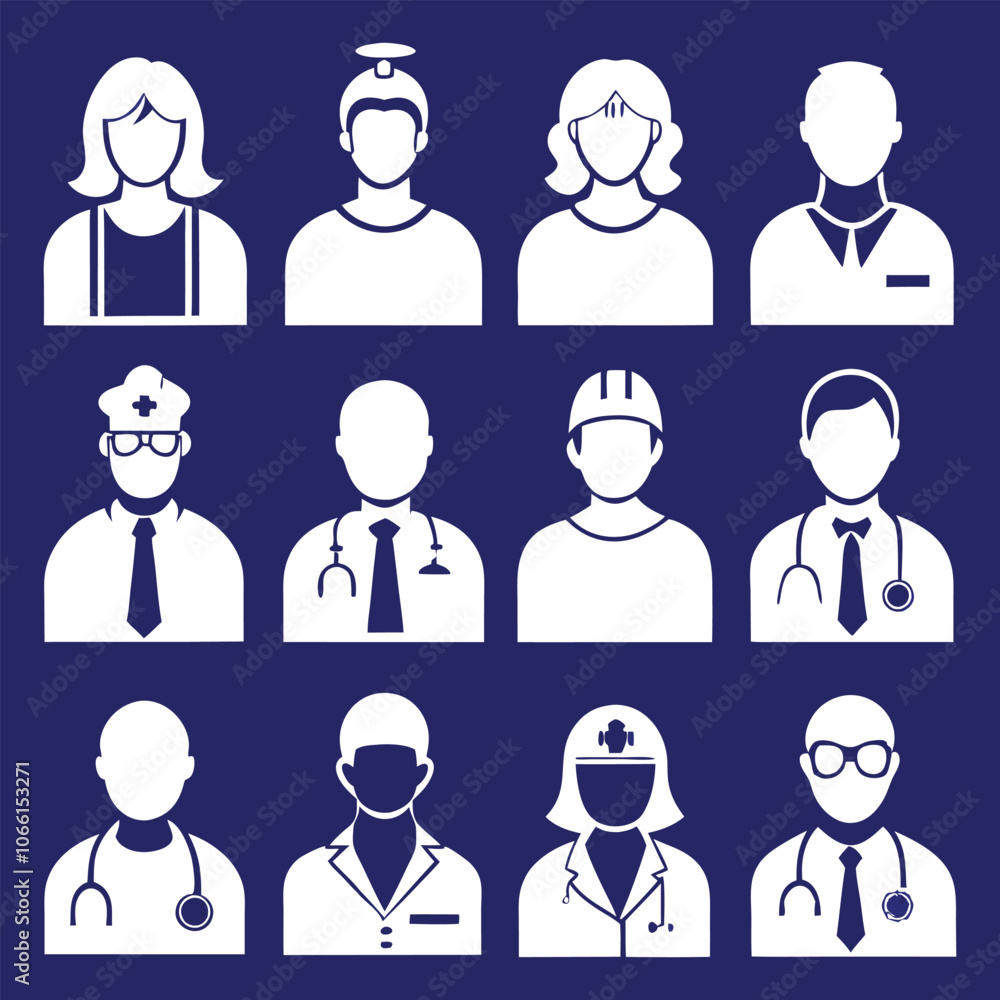set of doctor silhouette vector illustrations set of doctor silhouette vector illustrations