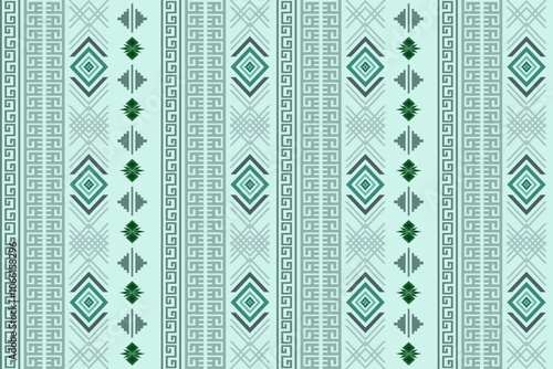 Ikat ethnic geometric abstract embroidery oriental traditional seamless on red background pattern. Native geometry decorative design for fabric, clothing, interior, wallpaper, decoration, ornament