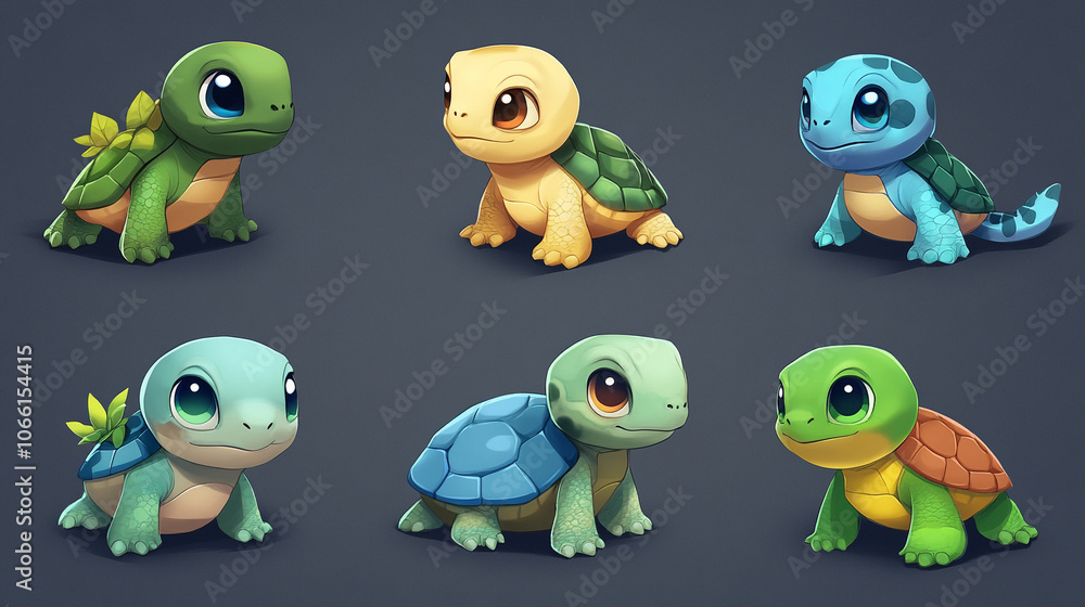 Obraz premium Cute turtle set