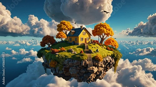 Wallpaper Mural small floating island with small house Torontodigital.ca