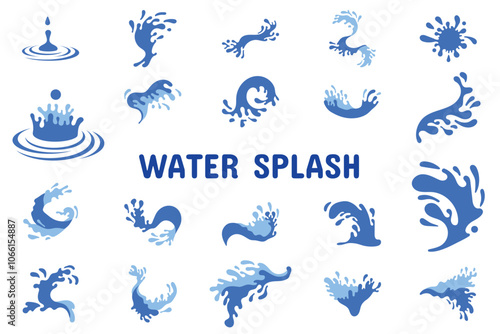 Water Splash Flat Vector Illustration Icon Sticker Set Design Materials