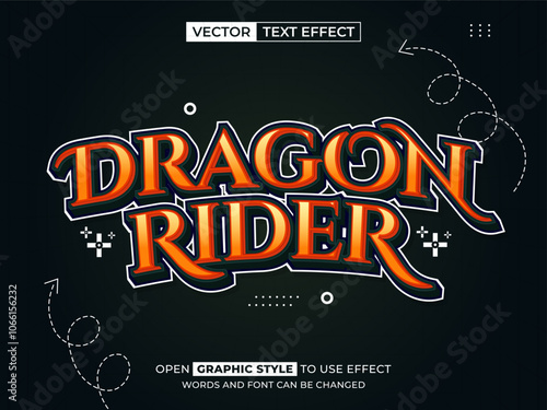 dragon rider editable text, font effect, 3d text for title