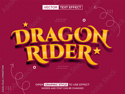 dragon rider editable text, font effect, 3d text for title