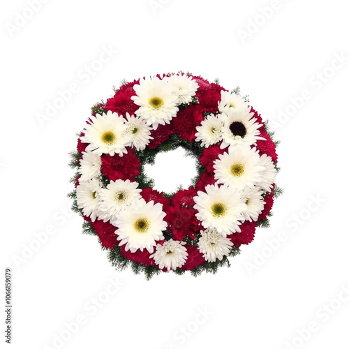 Funeral Wreath of White Daisies and Red Carnations