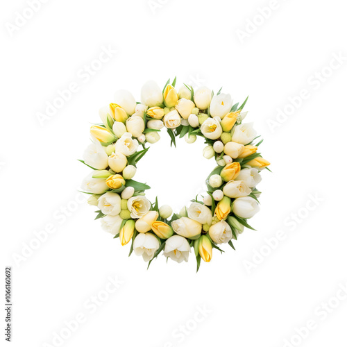 White and Yellow Tulip Wreath