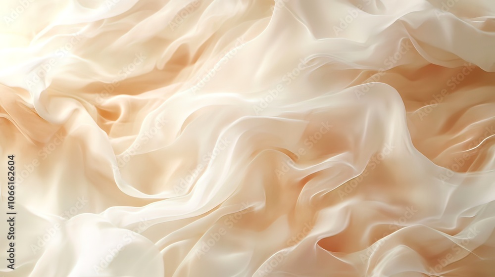 Obraz premium Soft, flowing cream-colored fabric with delicate wrinkles and a warm, natural light.