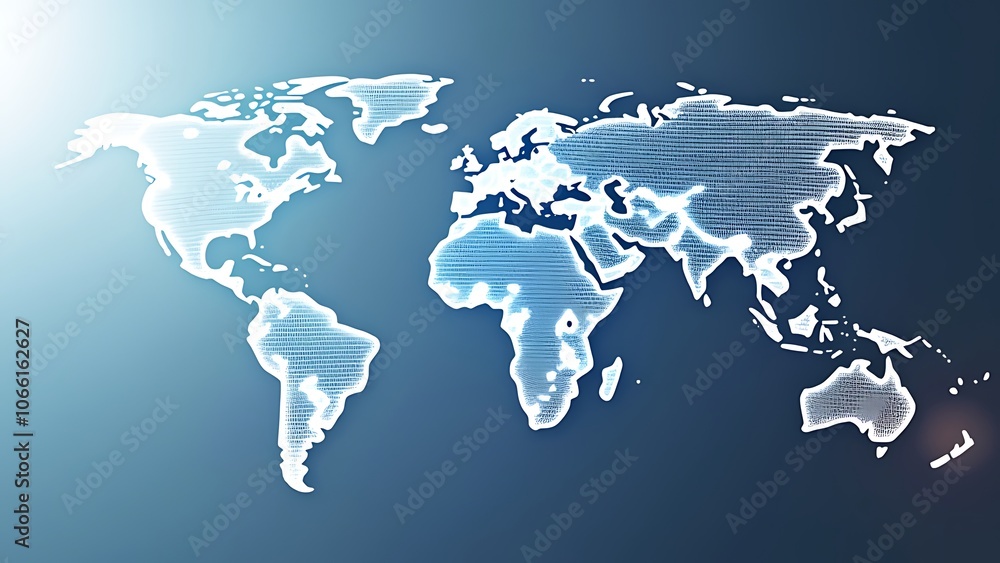 A light blue background with a digital world map and global network connections, representing the concept of international business or connectivity Generative AI A light blue background with a digital world map and global network connections, representing the concept of international business or connectivity Generative AI