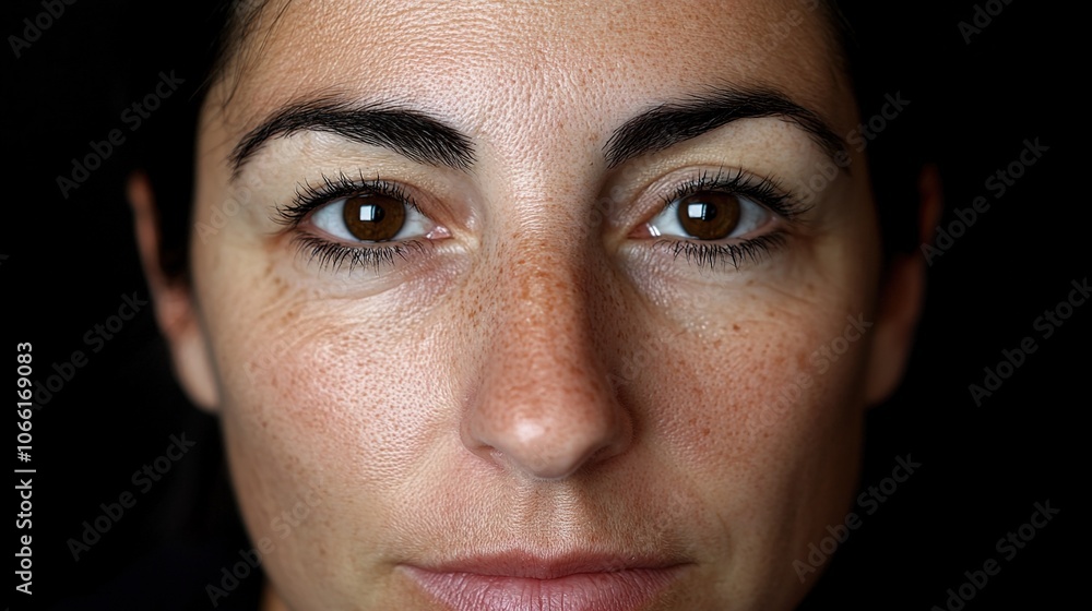 Obraz premium Smiling Woman in Soft Diffused Lighting Close-Up