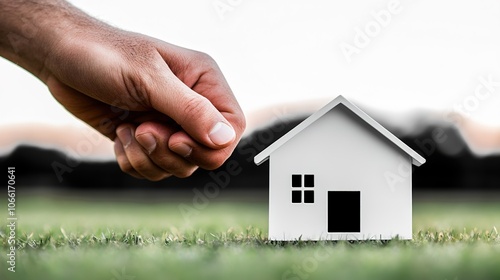 Hand Clenching Mortgage Agreement with House Model