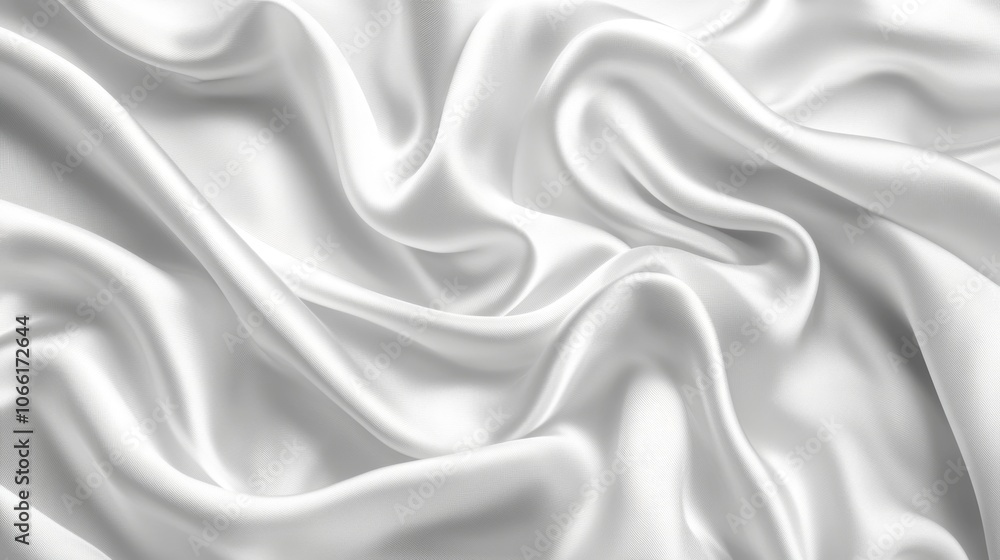 Fototapeta premium Elegant White Silk Fabric Drape Smooth Luxury Textile Background