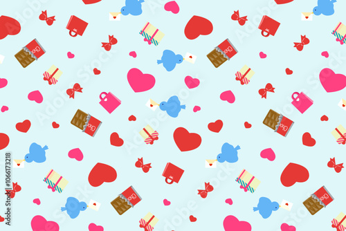 valentine's day pattern_blue