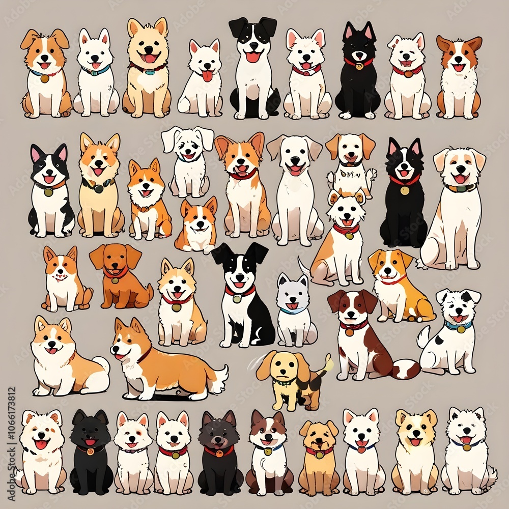 set of cute dog animal set of cute dog animal
