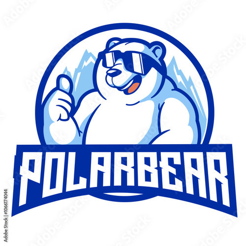 polar bear funny mascot logo vector background illustration concept