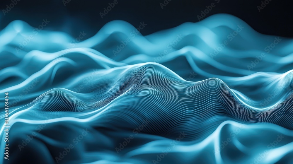 Fototapeta premium Abstract Blue Wavy Lines with a Dark Background