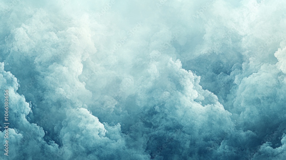 Naklejka premium Dreamlike Teal Cloudscape Abstract Sky Texture Background