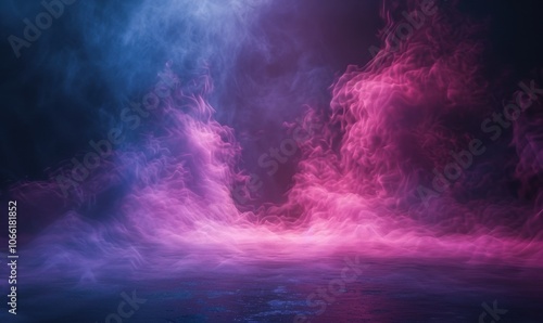 Abstract Background of Blue and Pink Smoke on Dark Surface